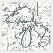 Vintage Map of The Great Lakes (1696) Square Sticker