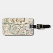 Vintage Map of The Great Lakes (1755) Luggage Tag