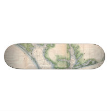 Vintage Map of The North Carolina Coast (1875) Custom Skateboard