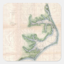 Vintage Map of The North Carolina Coast (1875) Stickers