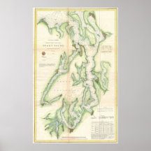 Vintage Map of The Puget Sound (1867) Print