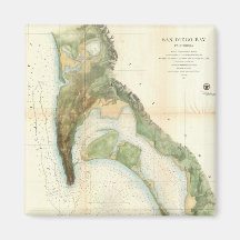 Vintage Map of The San Diego Bay (1857) Magnets