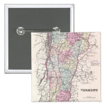 Vintage Map of Vermont (1855) Pinback Button