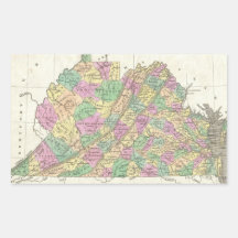 Vintage Map of Virginia (1827) Rectangular Stickers