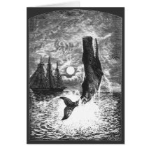 Vintage Marine Life Mammal, Sperm Whale Breaching Cards