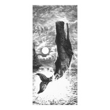 Vintage Marine Life Mammal, Sperm Whale Breaching Rack Card Template
