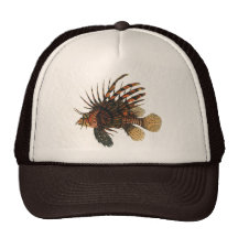 Vintage Marine Ocean Life Animal, Lionfish, Fish Mesh Hat