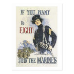 Vintage  Marine Recruiting Poster for Women Postcards