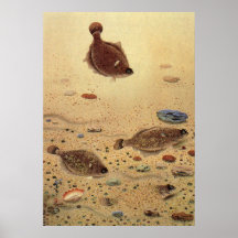 Vintage Marine Sea Life, Trio Flat Fish Flounders Posters