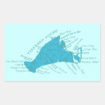 Vintage Martha's Vineyard, blue Rectangular Stickers