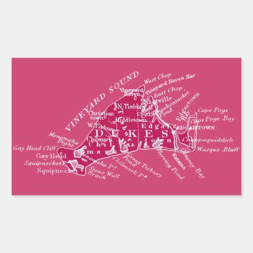 Vintage Martha's Vineyard, burgundy + white Rectangular Sticker