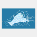 Vintage Martha's Vineyard, light blue + white Rectangular Stickers