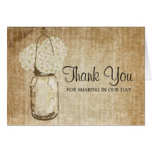 Vintage Mason Jar and Hydrangeas Greeting Card