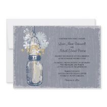 Vintage Mason Jar and Wildflowers Wedding Personalized Announcement