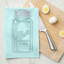 Vintage Mason Jar (Customize your Kitchen Colours) Kitchen Towels