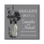 Vintage Mason Jar & Wild FlowersSave the Date magnets