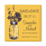 Vintage Mason Jar & Wild FlowersSave the Date magnets