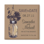 Vintage Mason Jar & Wild FlowersSave the Date magnets