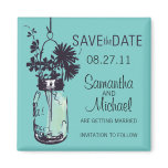 Vintage Mason Jar & Wild FlowersSave the Date magnets