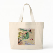 Vintage Mermaid in Colour Tote Bags