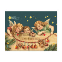 Vintage Merry Christmas Angels Postcard