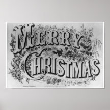Vintage "Merry Christmas" circa 1876 Print