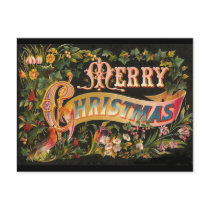 Vintage Merry Christmas Flower Design
