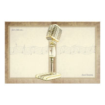 Vintage Microphone Notepaper Customized Stationery
