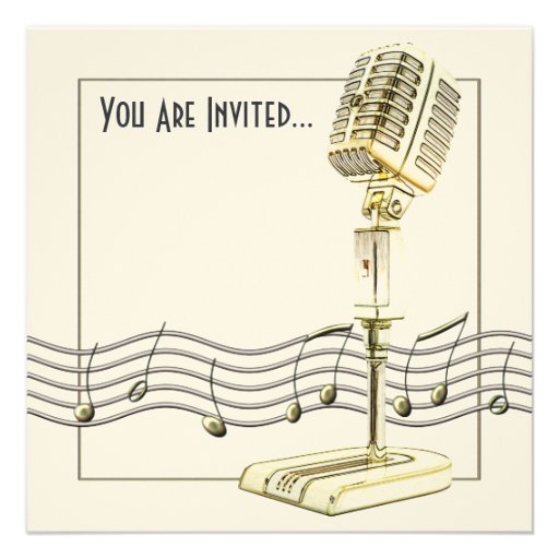 Vintage Microphone Party Invitations