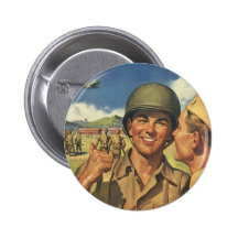 Vintage Military Personnel; Patriotic Pinback Buttons