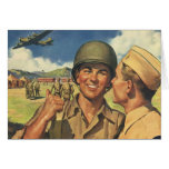 Vintage Military Personnel; Patriotic Card