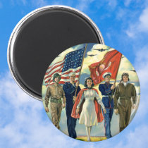 Vintage Military Personnel; Patriotic Magnets