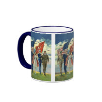 Vintage Military Personnel; Patriotic Coffee Mugs