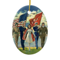 Vintage Military Personnel; Patriotic Ornament