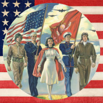 Vintage Military Personnel; Patriotic Stickers