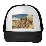 Vintage Military Personnel; Patriotic Trucker Hats