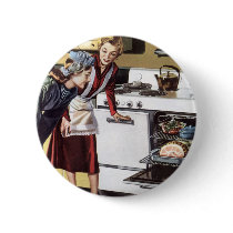 Vintage Mom in the Kitchen Cooking Easter Ham Buttons