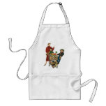 Vintage Mom with her Kids Grocery Shopping aprons