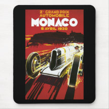 Vintage Monaco Car Road Race Poster Mousepad