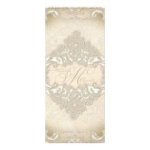 Vintage Monogram Lace Baroque Etching Swirl Formal Custom Invites