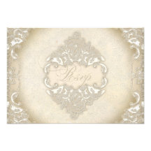 Vintage Monogram Lace Baroque Etching Swirl Formal Custom Announcements