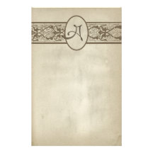 Vintage Monogram Letter A Stationery Paper