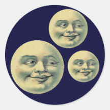 Vintage Moon Round Stickers