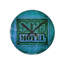 Vintage Motel 1990s Art Design Round Clocks