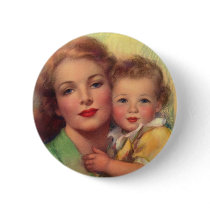 Vintage Mother and Child Portrait Pinback Buttons
