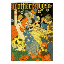 Vintage Mother Goose Reading Books to Children Greeting Cards
