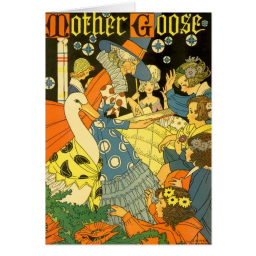 Vintage Mother Goose Reading Books to Children Greeting Cards