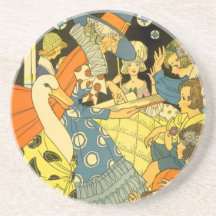 Vintage Mother Goose Reading Books to Children Beverage Coaster