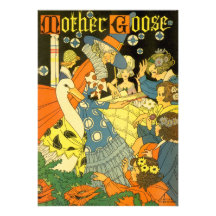 Vintage Mother Goose Reading Books to Children Invite