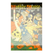Vintage Mother Goose Reading Books to Children Stationery Paper